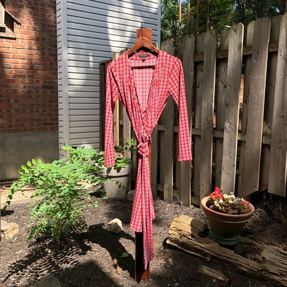‘Banana Republic’ Orange Printed Wrap Dress - Picture 1 of 3